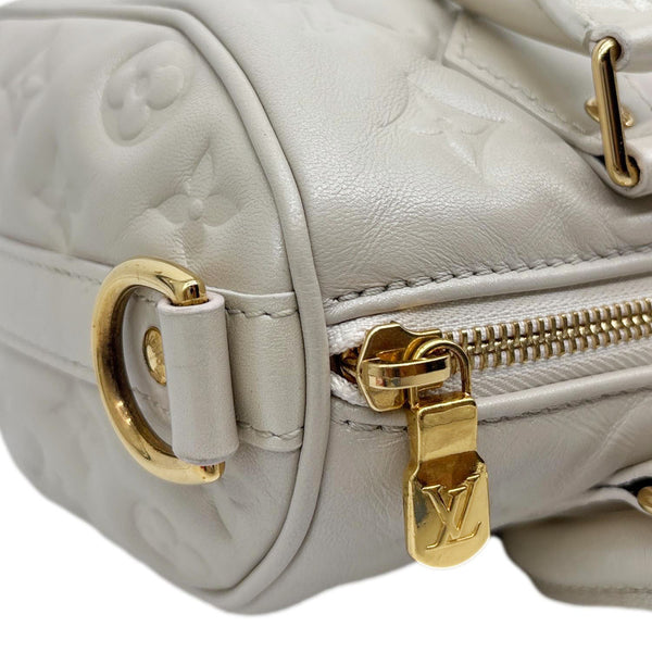 LOUIS VUITTON Speedy 22 Bandouliere Fall In Love Embossed Monogram Leather Shoulder Bag White
