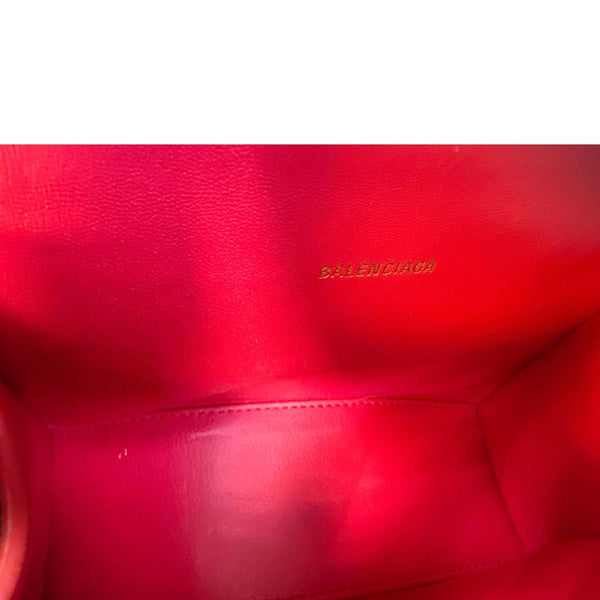 BALENCIAGA Hourglass XS Leather Top Handle Crossbody Bag Red