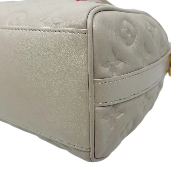 LOUIS VUITTON Speedy 22 Bandouliere Fall In Love Embossed Monogram Leather Shoulder Bag White