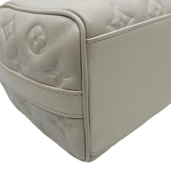 LOUIS VUITTON Speedy 22 Bandouliere Fall In Love Embossed Monogram Leather Shoulder Bag White