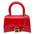 BALENCIAGA Hourglass XS Leather Top Handle Crossbody Bag Red