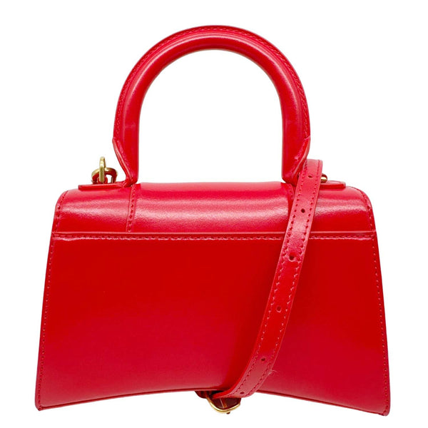 BALENCIAGA Hourglass XS Leather Top Handle Crossbody Bag Red