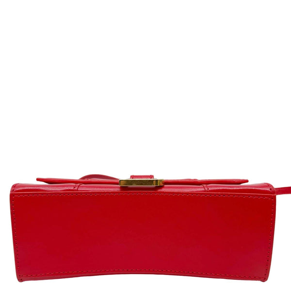 BALENCIAGA Hourglass XS Leather Top Handle Crossbody Bag Red