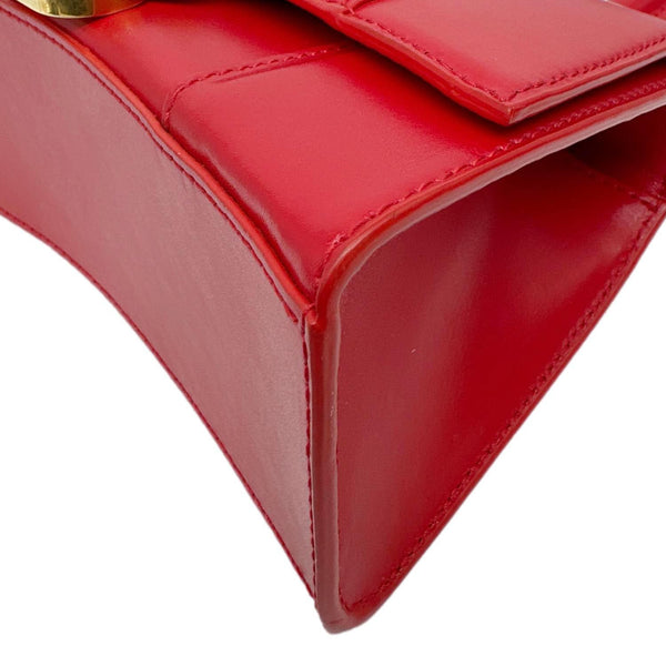 BALENCIAGA Hourglass XS Leather Top Handle Crossbody Bag Red