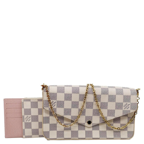 LOUIS VUITTON Felicie Pochette Damier Azur Crossbody Bag Rose Ballerine