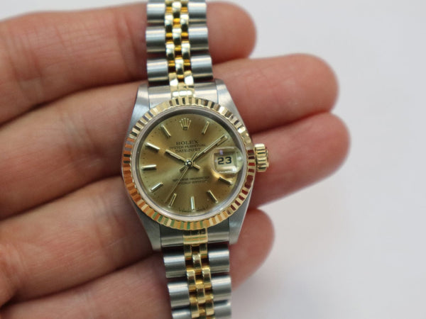 ROLEX Oyster Perpetual Stainless Steel 26mm Datejust Watch 69173 18K Yellow Gold