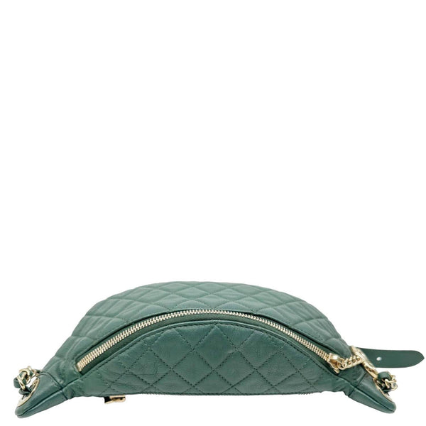 CHANEL Banane Quilted Calfskin Leather Waist Bag Green