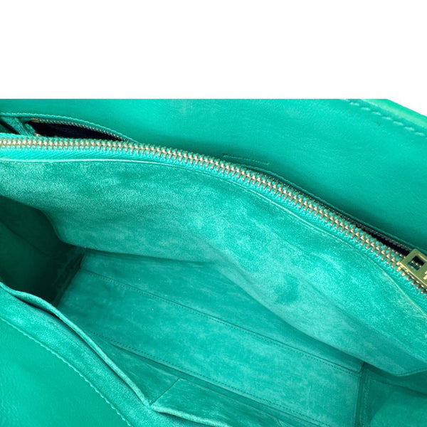 YVES SAINT LAURENT Sac de Jour Smooth Calfskin Leather Satchel Bag Green