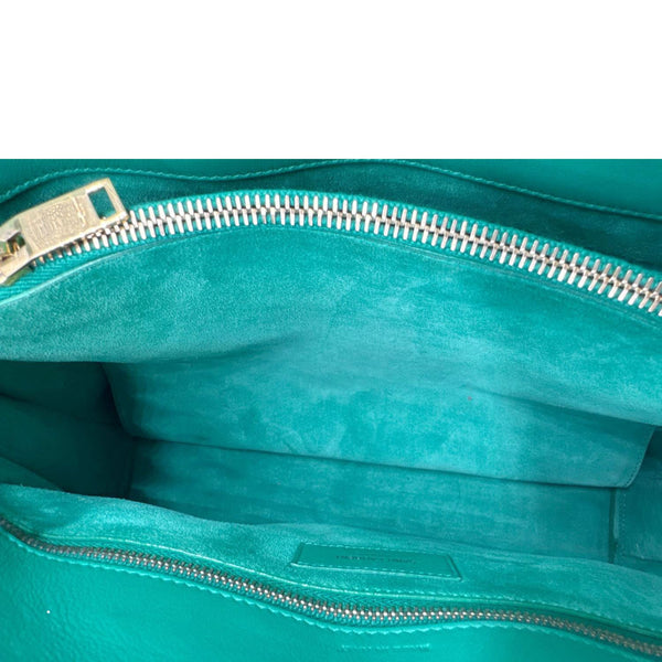 YVES SAINT LAURENT Sac de Jour Smooth Calfskin Leather Satchel Bag Green