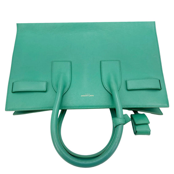 YVES SAINT LAURENT Sac de Jour Smooth Calfskin Leather Satchel Bag Green