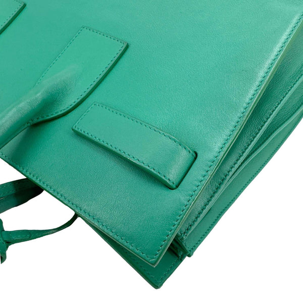 YVES SAINT LAURENT Sac de Jour Smooth Calfskin Leather Satchel Bag Green