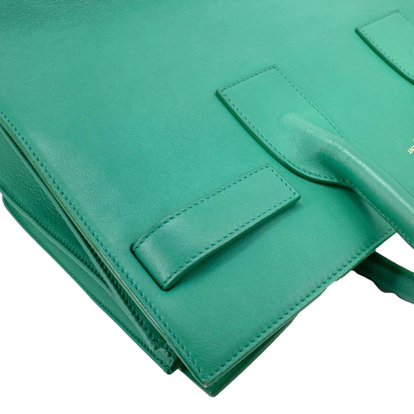 YVES SAINT LAURENT Sac de Jour Smooth Calfskin Leather Satchel Bag Green