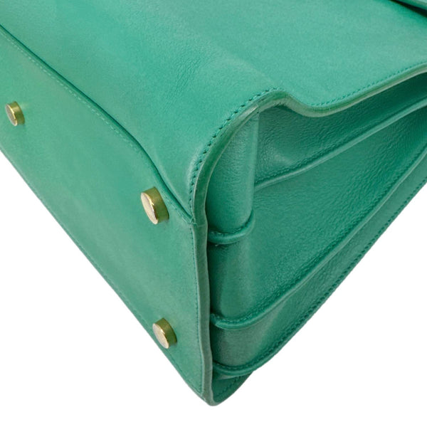 YVES SAINT LAURENT Sac de Jour Smooth Calfskin Leather Satchel Bag Green