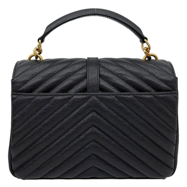 YVES SAINT LAURENT College Flap Medium Chevron Leather Shoulder Bag Black