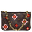 LOUIS VUITTON Double Zip Pochette Blooming Flowers Monogram Canvas Crossbody Bag Brown