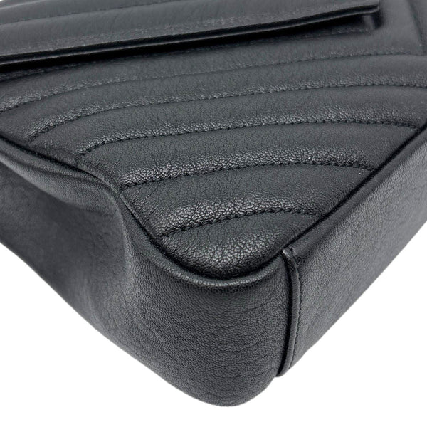 YVES SAINT LAURENT College Flap Medium Chevron Leather Shoulder Bag Black