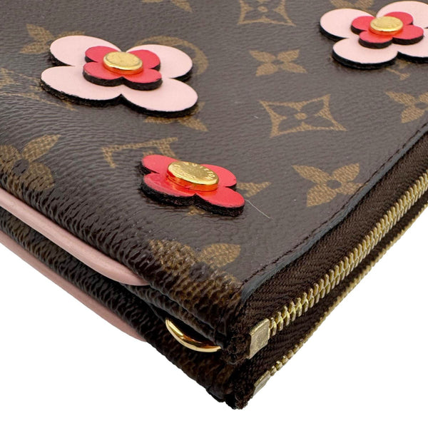 LOUIS VUITTON Double Zip Pochette Blooming Flowers Monogram Canvas Crossbody Bag Brown