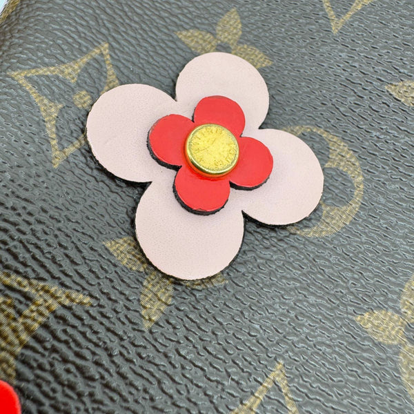 LOUIS VUITTON Double Zip Pochette Blooming Flowers Monogram Canvas Crossbody Bag Brown