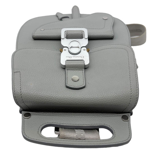 CHRISTIAN DIOR Gallop Mini Grained Calfskin Leather Sling Bag Grey