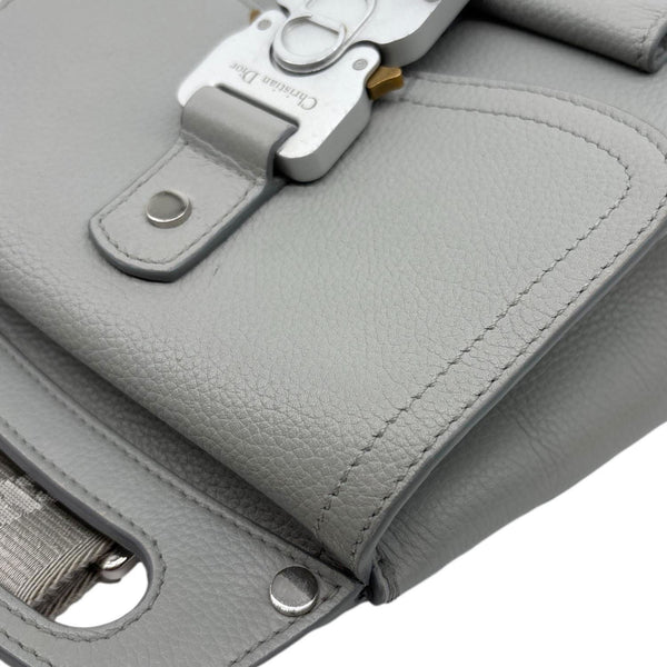 CHRISTIAN DIOR Gallop Mini Grained Calfskin Leather Sling Bag Grey
