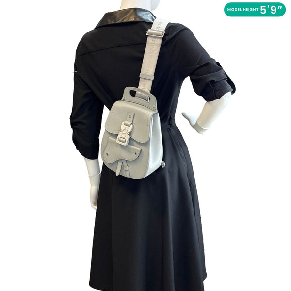 CHRISTIAN DIOR Gallop Mini Grained Calfskin Leather Sling Bag Grey