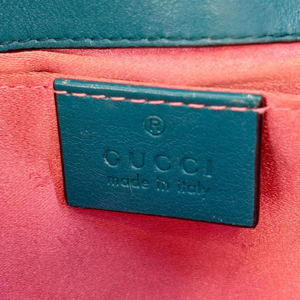 GUCCI GG Marmont Small Matelasse Velvet Shoulder Bag Turquoise 446744