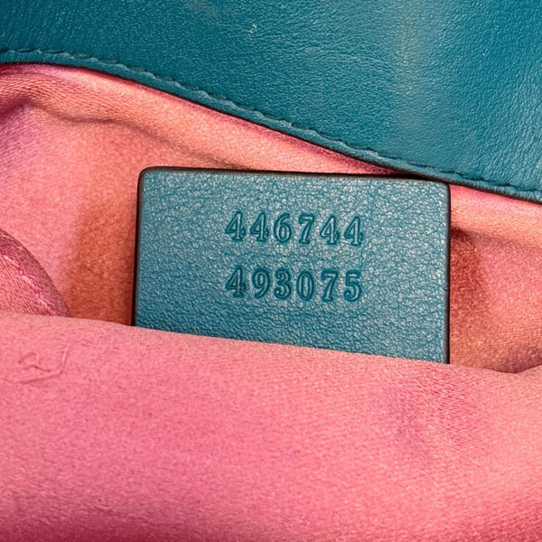 GUCCI GG Marmont Small Matelasse Velvet Shoulder Bag Turquoise 446744