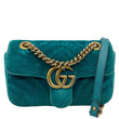 GUCCI GG Marmont Small Matelasse Velvet Shoulder Bag Turquoise 446744