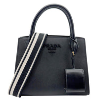 PRADA Monochrome Saffiano Leather Tote Black