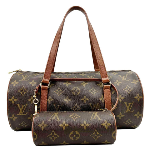 LOUIS VUITTON Papillon 30 Monogram Canvas Satchel Bag Brown