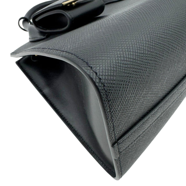 PRADA Monochrome Small Calfskin Saffiano Leather Top Handle Tote Black