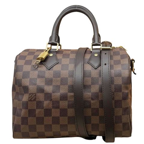 LOUIS VUITTON Speedy 25 Bandouliere Damier Ebene Shoulder Bag Brown