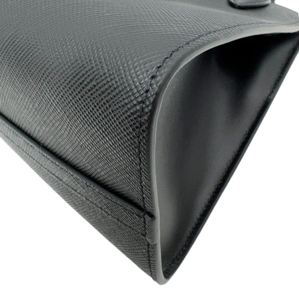 PRADA Monochrome Small Calfskin Saffiano Leather Top Handle Tote Black