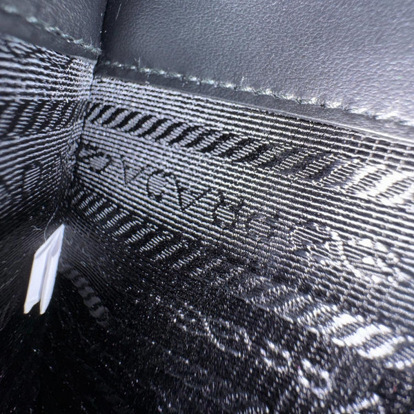 PRADA Monochrome Small Calfskin Saffiano Leather Top Handle Tote Black