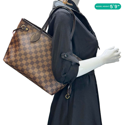 LOUIS VUITTON Neverfull PM Damier Ebene Tote Shoulder Bag Brown