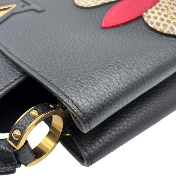LOUIS VUITTON Capucine MM Iris Bloom Taurillon Snakeskin Leather Shoulder Bag Black