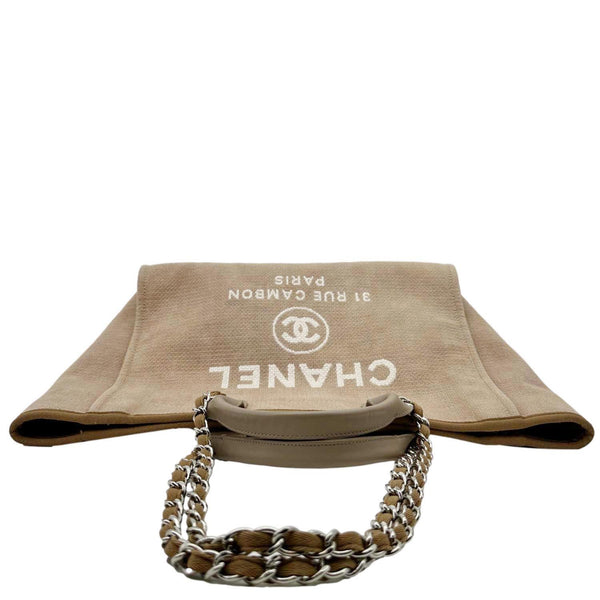 CHANEL Deauville Large Raffia Shopping Tote Bag Tan