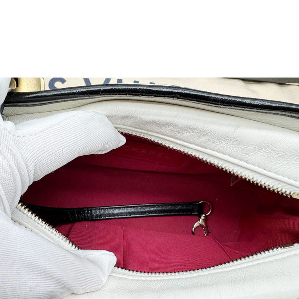 CHANEL Gabrielle Small Quilted Aged Calfskin Leather Hobo Bag White