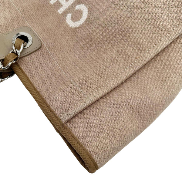 CHANEL Deauville Large Raffia Shopping Tote Bag Tan