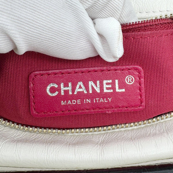 CHANEL Gabrielle Small Quilted Aged Calfskin Leather Hobo Bag White