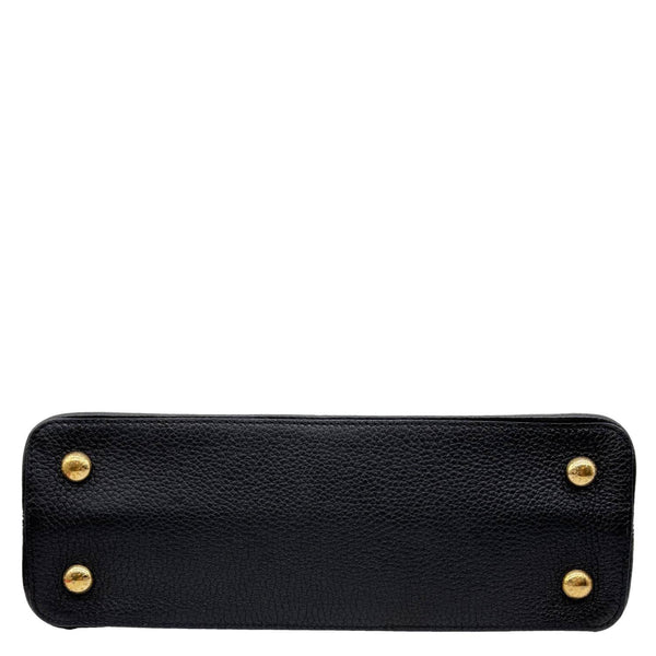LOUIS VUITTON Capucine MM Iris Bloom Taurillon Snakeskin Leather Shoulder Bag Black