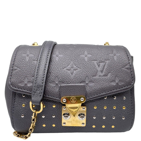 LOUIS VUITTON Saint Germain BB Studded Monogram Empreinte Leather Shoulder Bag Grey
