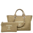 CHANEL Deauville Small Canvas Shopping Tote Bag Taupe