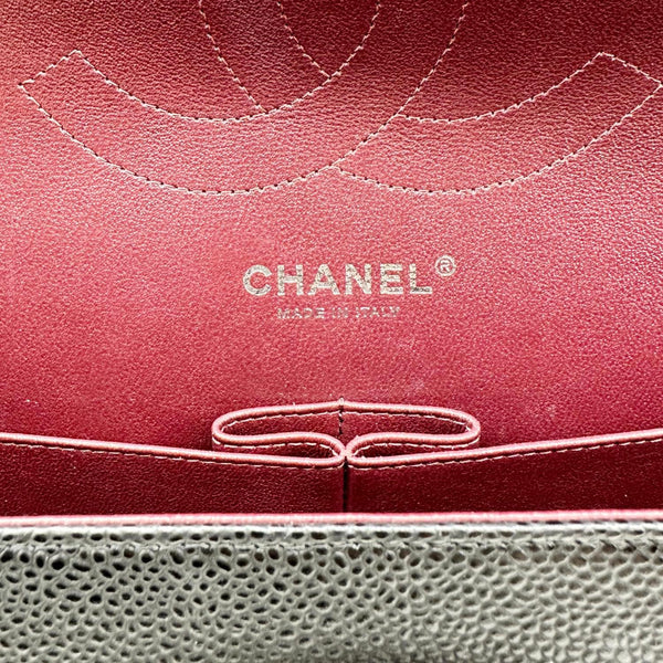 CHANEL Classic Double Flap Jumbo Quilted Caviar Leather Shoulder Bag Black