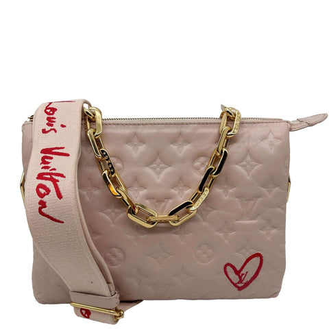 LOUIS VUITTON Fall In Love Coussin Monogram Embossed Shoulder Bag Light Pink