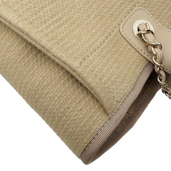 CHANEL Deauville Small Canvas Shopping Tote Bag Taupe