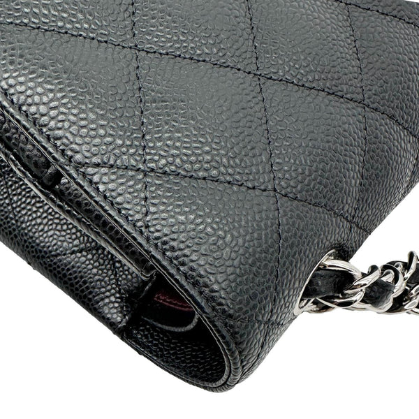 CHANEL Classic Double Flap Jumbo Quilted Caviar Leather Shoulder Bag Black
