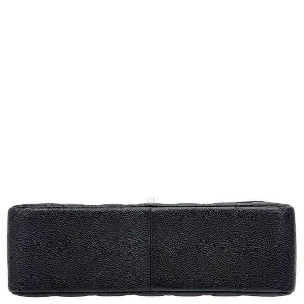 CHANEL Classic Double Flap Jumbo Quilted Caviar Leather Shoulder Bag Black