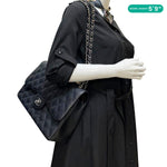 CHANEL Classic Double Flap Jumbo Quilted Caviar Leather Shoulder Bag Black