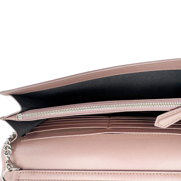 FENDI Vitello Cruise F Leather Wallet on Chain English Rose